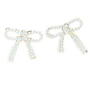 Elegant Yellow Gold Pave Kate Bow Earrings